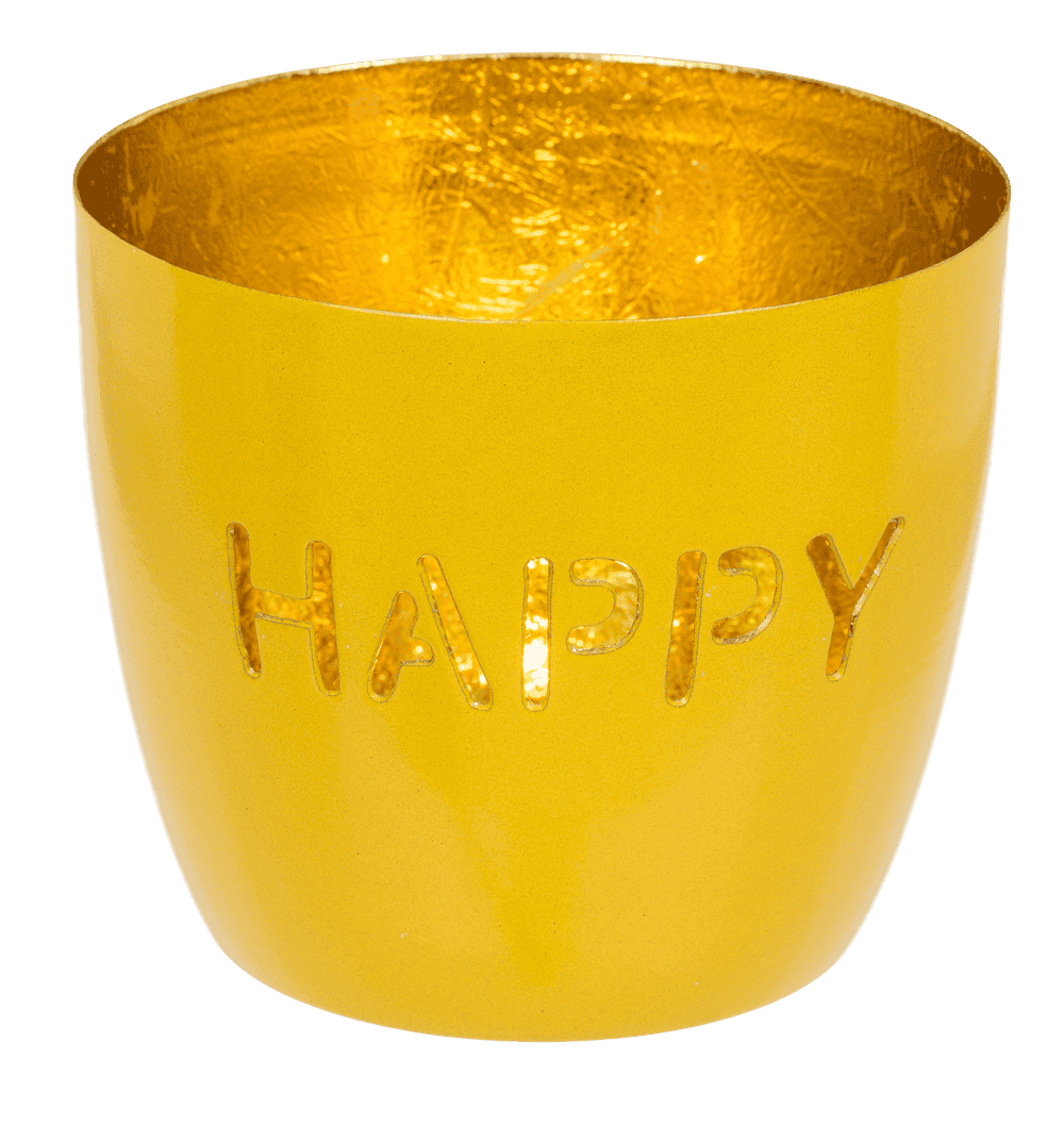 Metal tealight holder, Peace/Happy/Love,