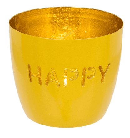 Metal tealight holder, Peace/Happy/Love,