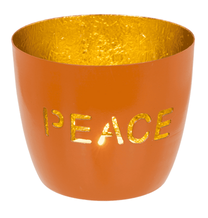 Metal tealight holder, Peace/Happy/Love,