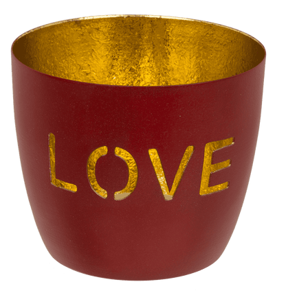 Metal tealight holder, Peace/Happy/Love,