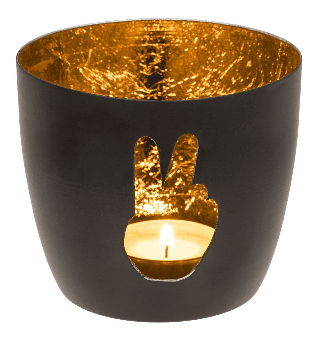 Metal tealight holder, Middle finger/Rock/