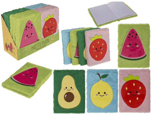 Cuaderno de peluche, frutas kawaii