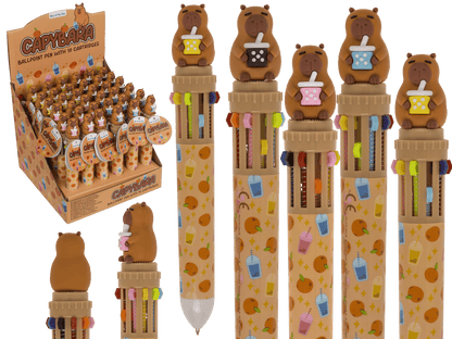 Kugelschreiber mit 10-farbigen Minen, Capybara,