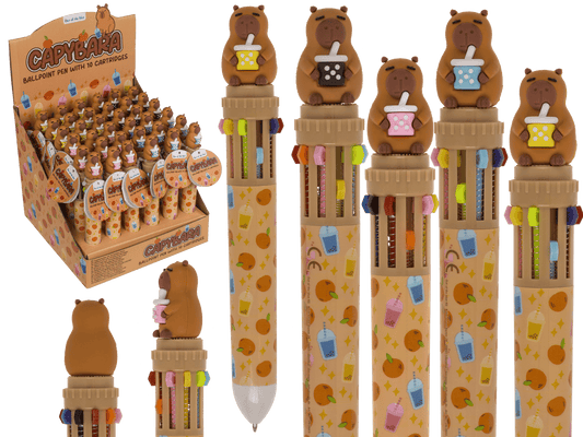 Ball Pen with 10 coloured cartridges, Capybara,