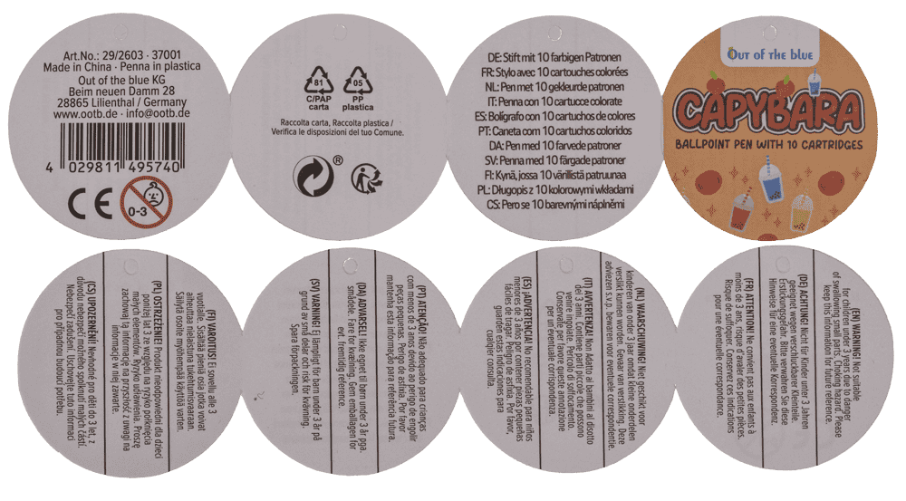 Kugelschreiber mit 10-farbigen Minen, Capybara,