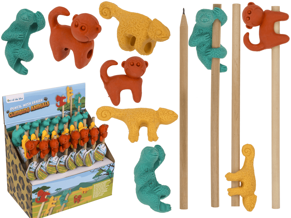 Pencil with Eraser, Climbing Animals,