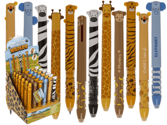 Dual Colour Erasable Pen, Wildlife,