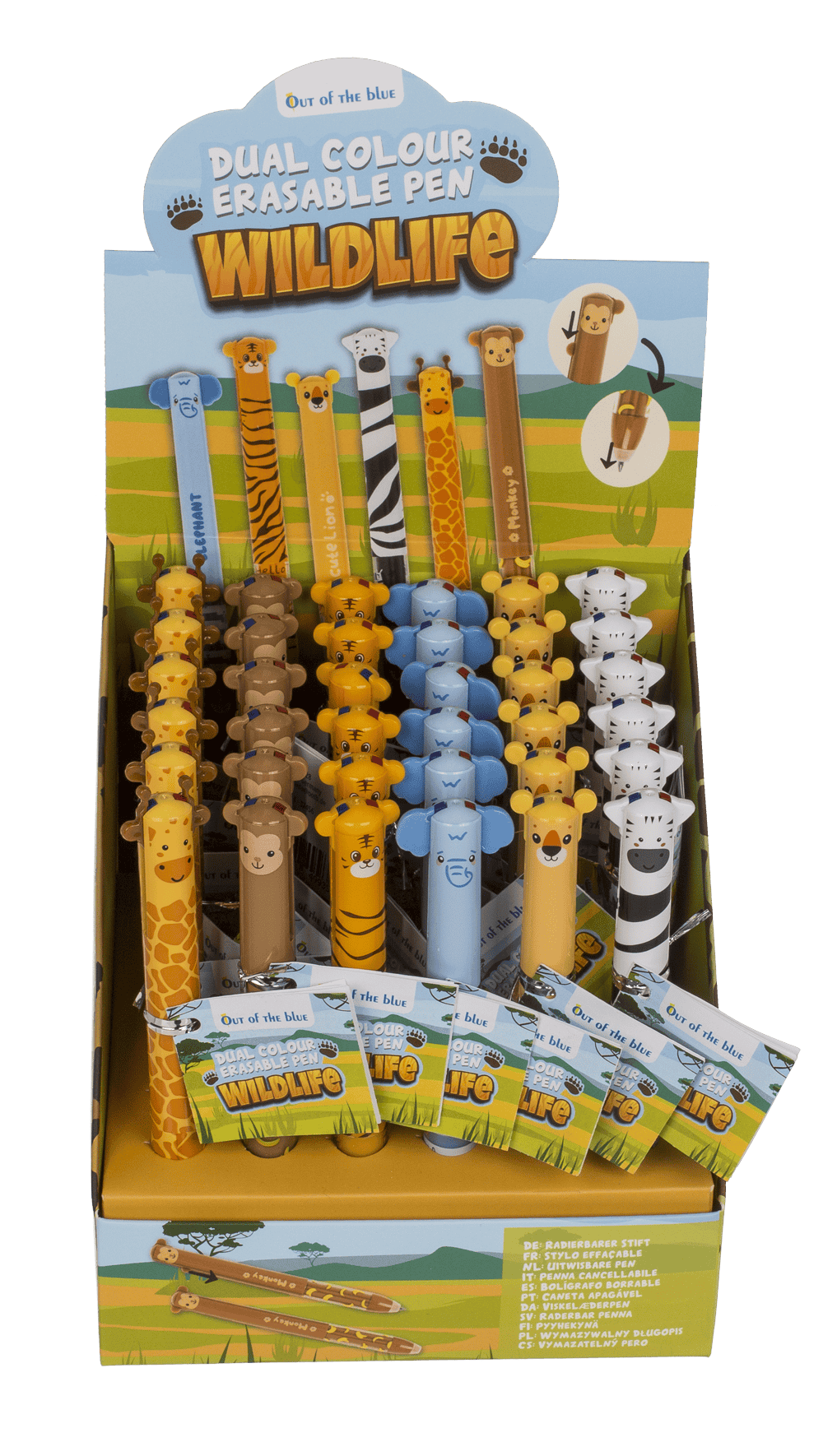 Stylo bicolore effaçable, animaux sauvages