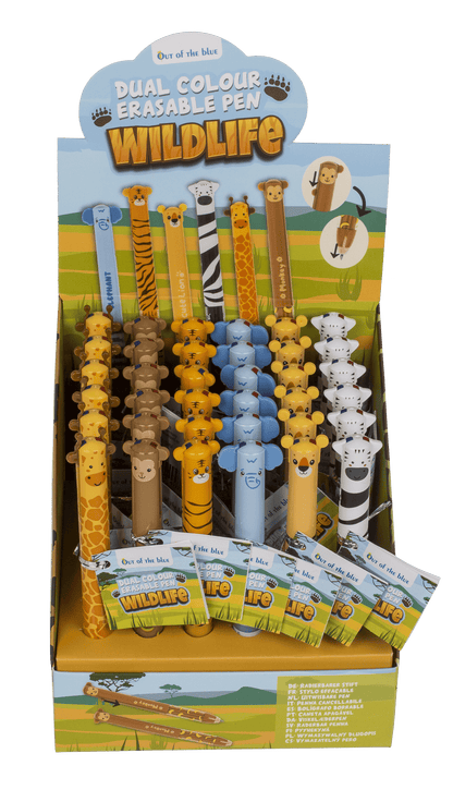 Stylo bicolore effaçable, animaux sauvages