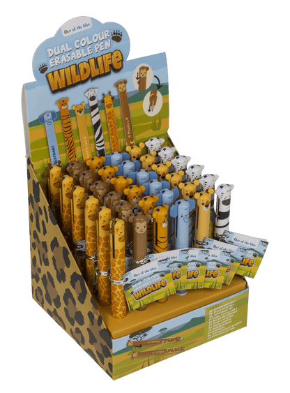 Stylo bicolore effaçable, animaux sauvages