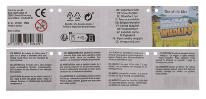 Stylo bicolore effaçable, animaux sauvages