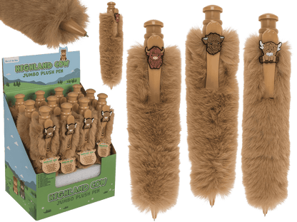 Jumbo ballpoint pen with plush cover, Highland Cow