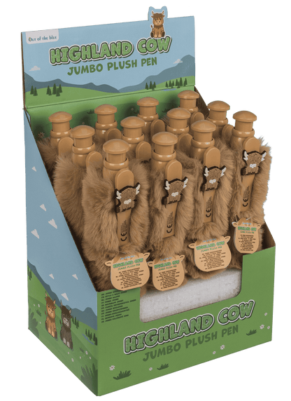 Jumbo ballpoint pen with plush cover, Highland Cow