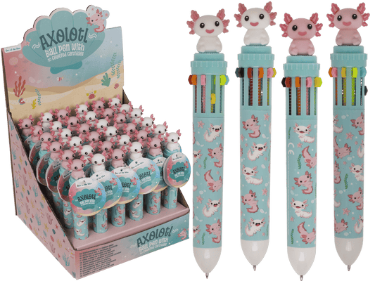 Ball Pen with 10 coloured cartridges, Axolotl,