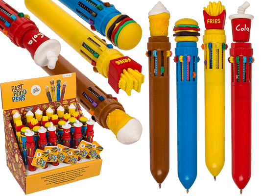 Ball Pen with 10 coloured cartridges, Fast Food,