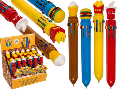 Ball Pen with 10 coloured cartridges, Fast Food,