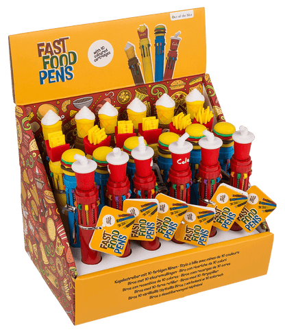 Ball Pen with 10 coloured cartridges, Fast Food,