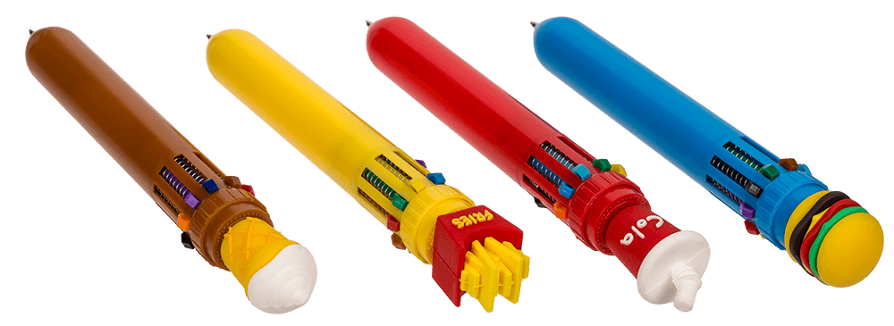 Ball Pen with 10 coloured cartridges, Fast Food,