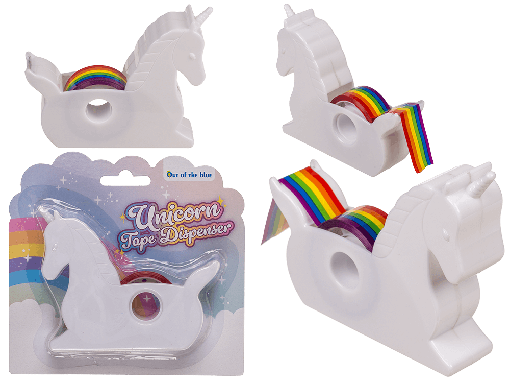 Unicorn Tape Dispenser, with Rainbow tape,