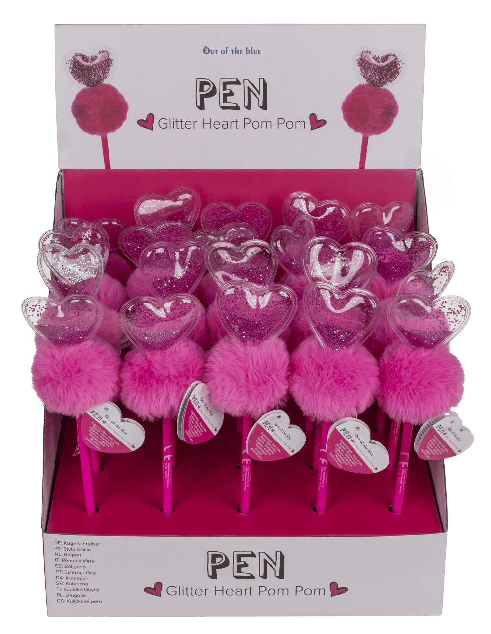 Pen, Glitter Heart Pom Pom,
