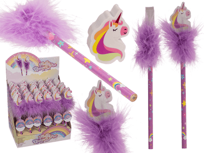 Pencil with eraser, Fluffy Unicorn,