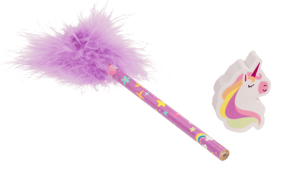 Pencil with eraser, Fluffy Unicorn,