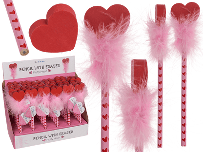 Pencil with eraser, Fluffy Heart,
