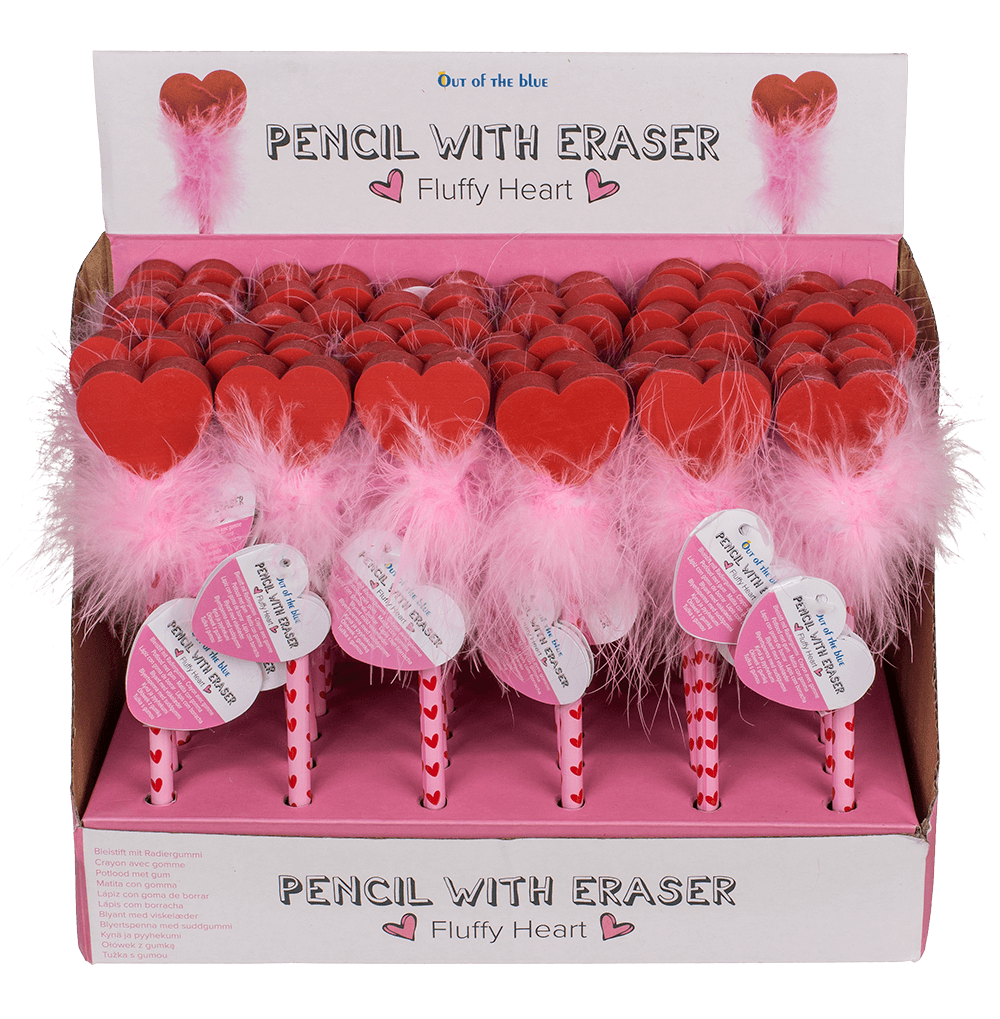 Pencil with eraser, Fluffy Heart,