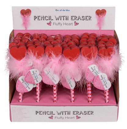 Pencil with eraser, Fluffy Heart,