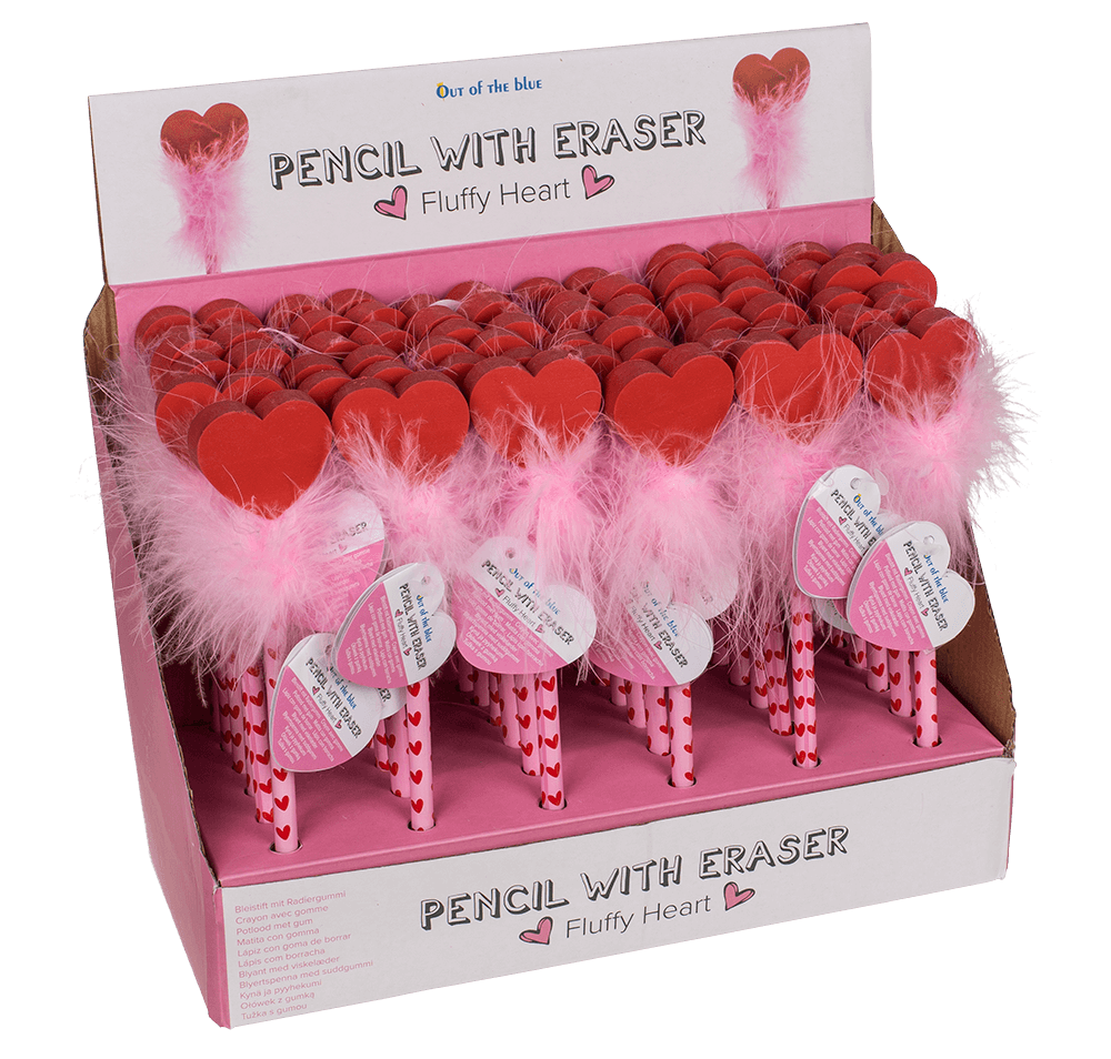 Pencil with eraser, Fluffy Heart,