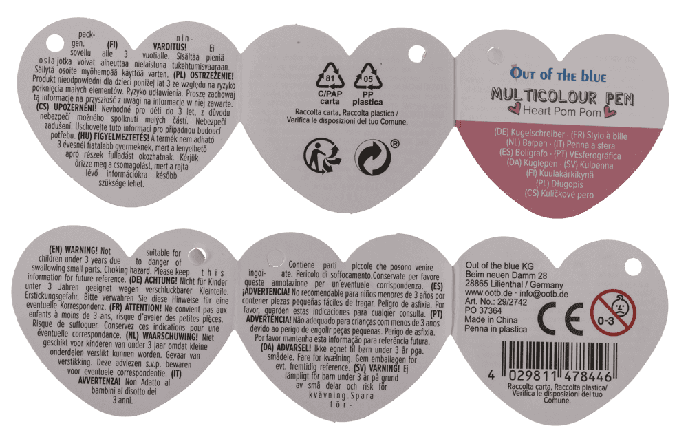 Ball Pen with 6 coloured cartridges,