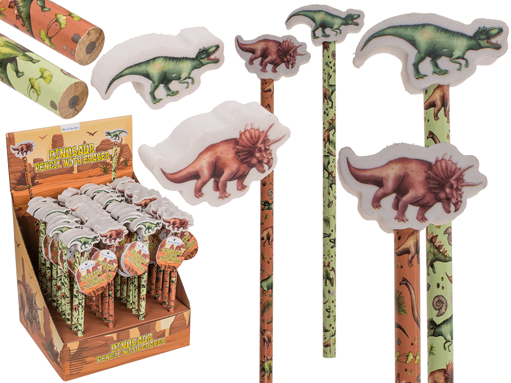 Pencil with eraser, Dinosaur,