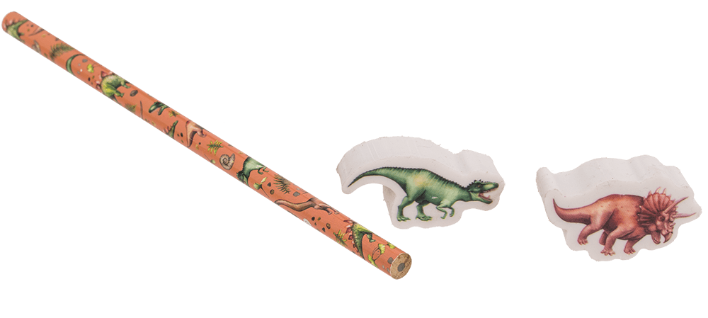 Pencil with eraser, Dinosaur,