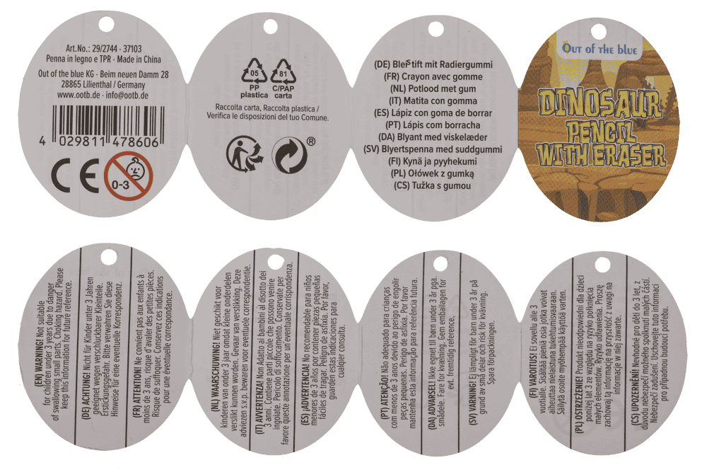 Pencil with eraser, Dinosaur,