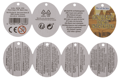 Pencil with eraser, Dinosaur,