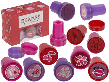 Stamps, Hearts and Kisses, 2,5 cm.