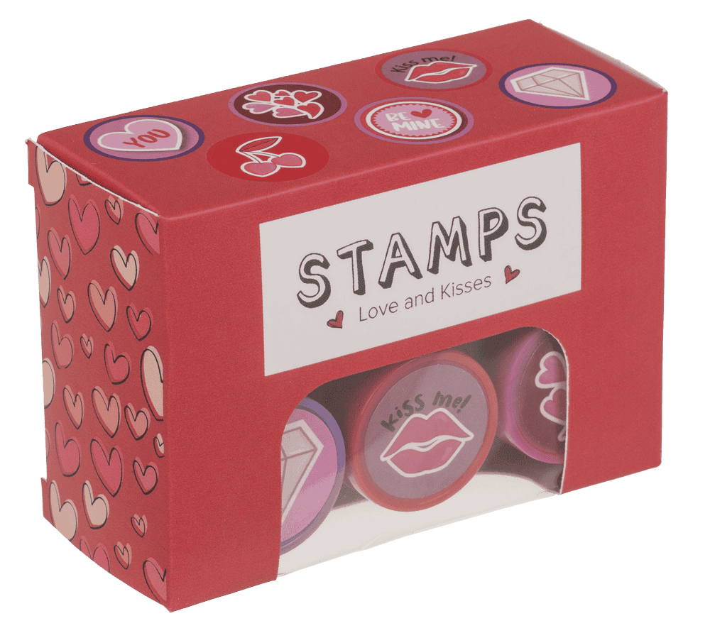 Stamps, Hearts and Kisses, 2,5 cm.