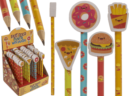 Pencil with eraser, Fast Food,