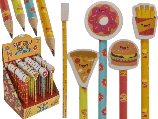 Pencil with eraser, Fast Food,