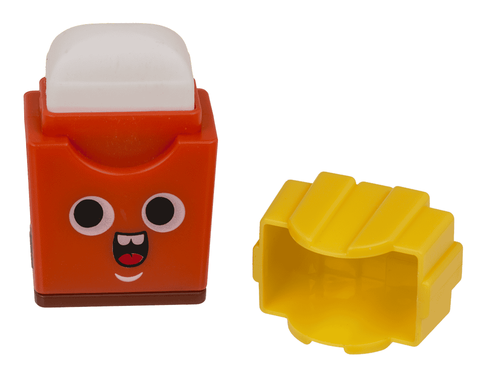 Eraser and double pencil sharpener, "Fries"