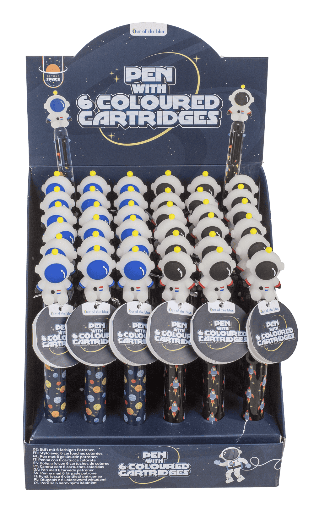Ball Pen with 6 coloured cartridges, Space,
