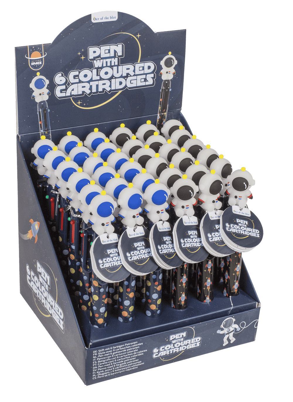 Ball Pen with 6 coloured cartridges, Space,