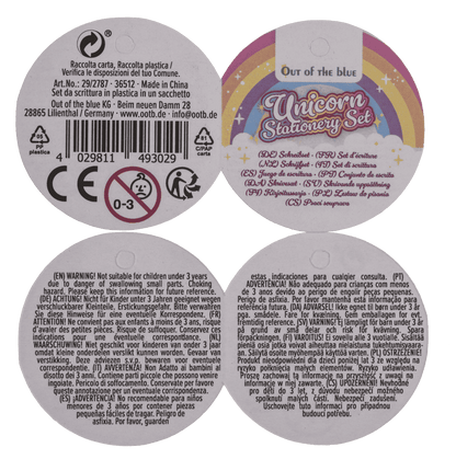 Stationery Set, Unicorn, set of 6,