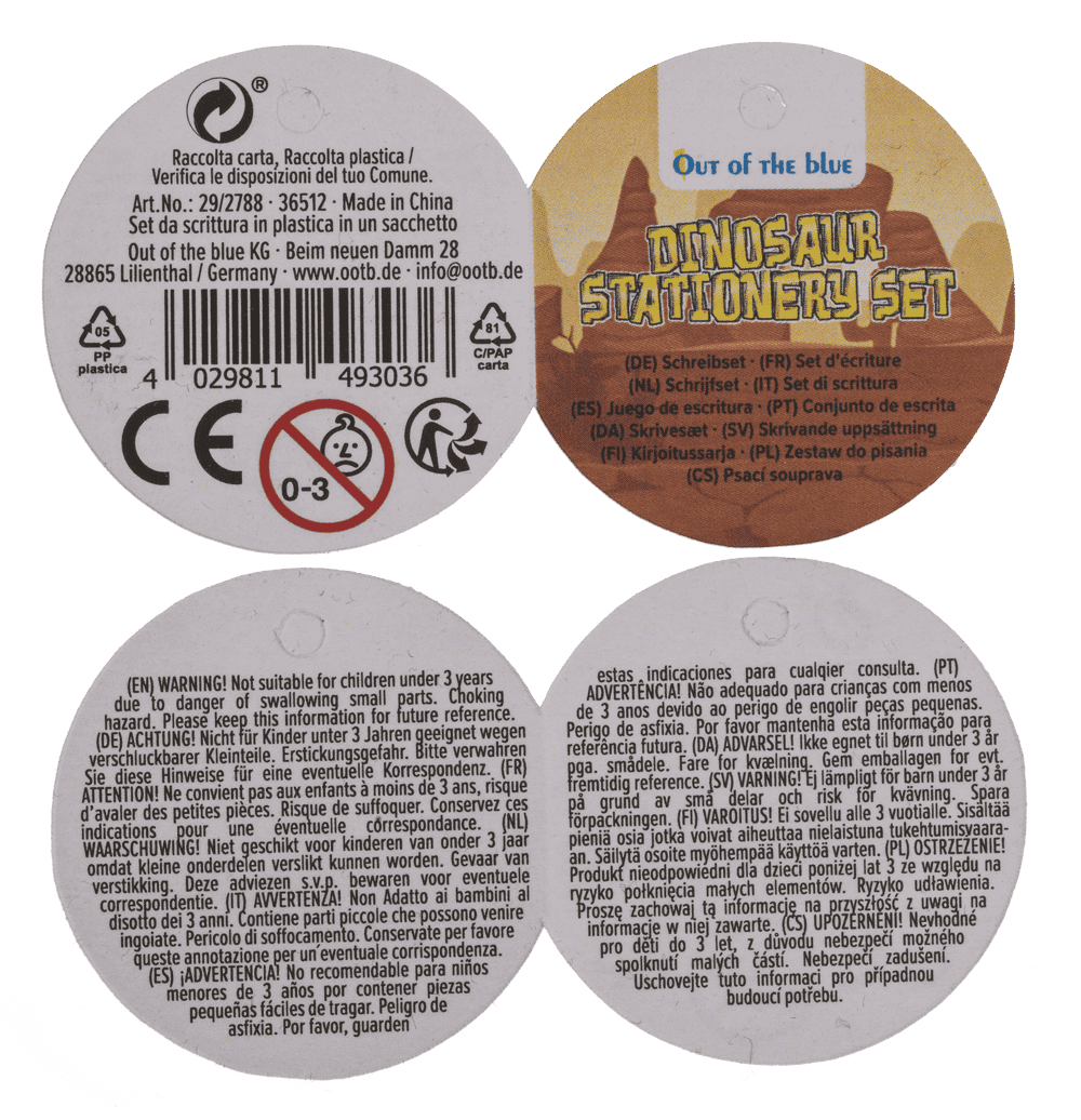 Stationery Set, Dinosaur, set of 6,