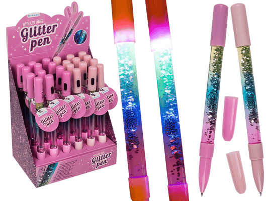 Pen with glitter & light (incl. batteries),