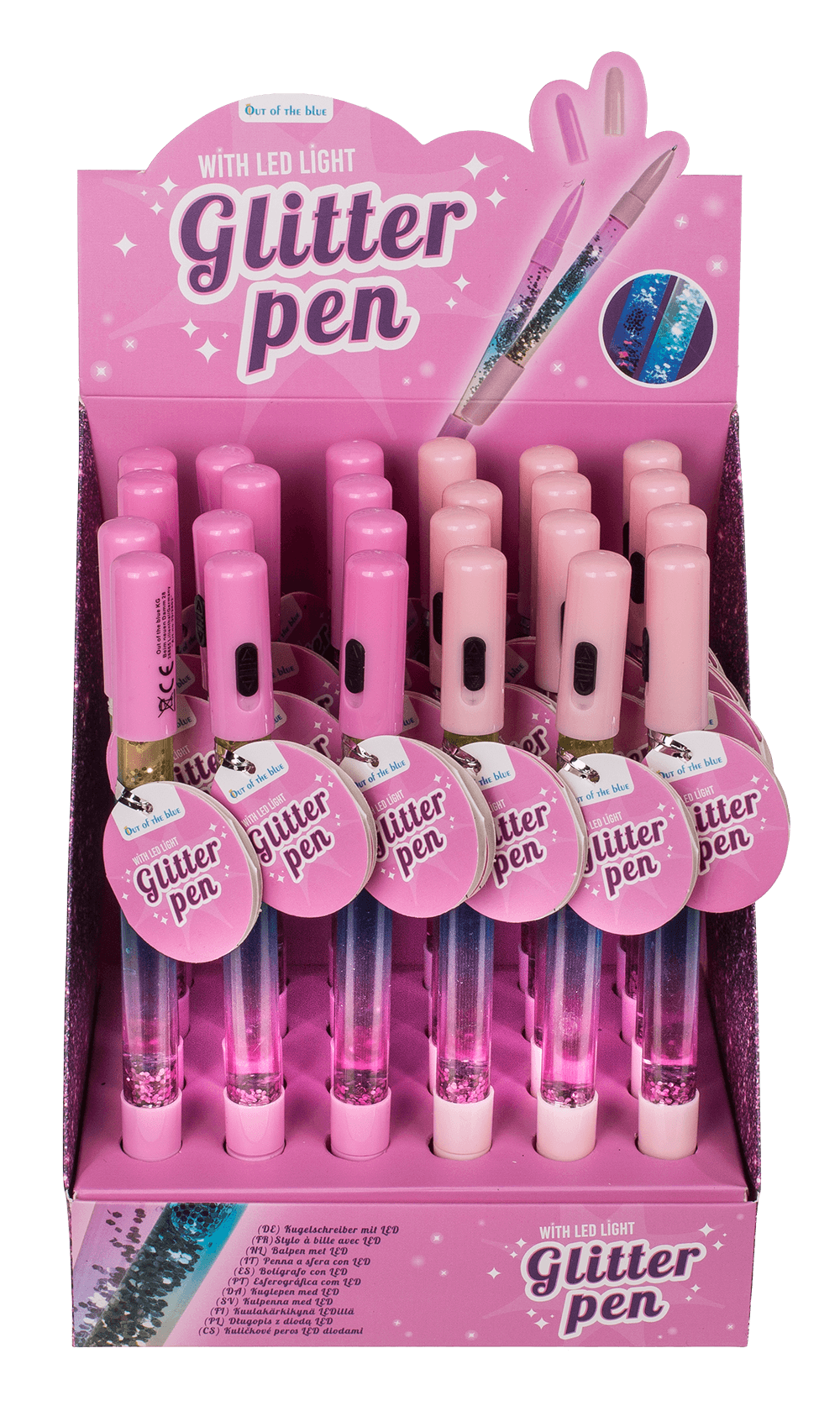 Pen with glitter & light (incl. batteries),
