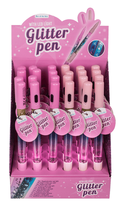 Pen with glitter & light (incl. batteries),