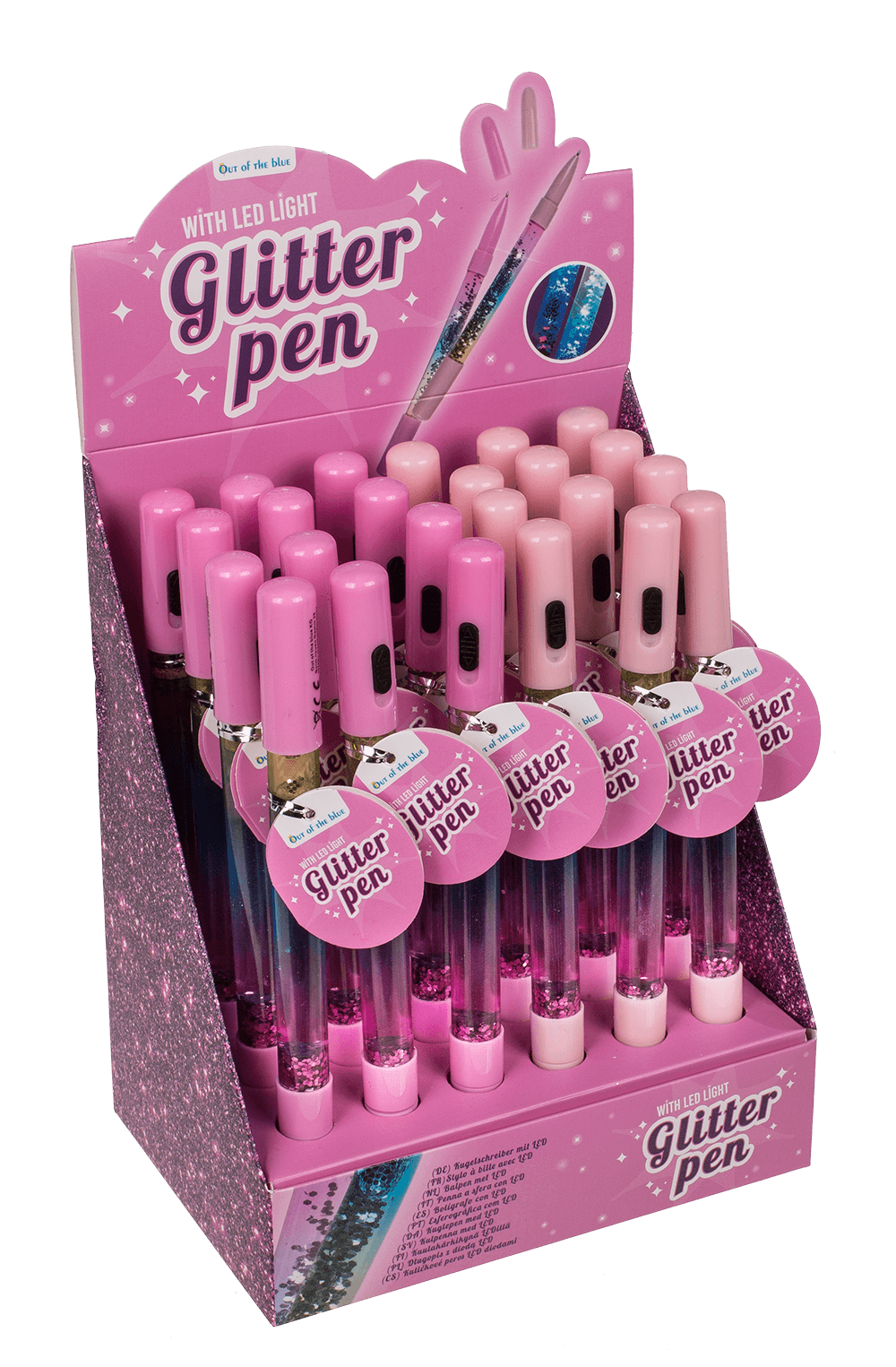 Pen with glitter & light (incl. batteries),