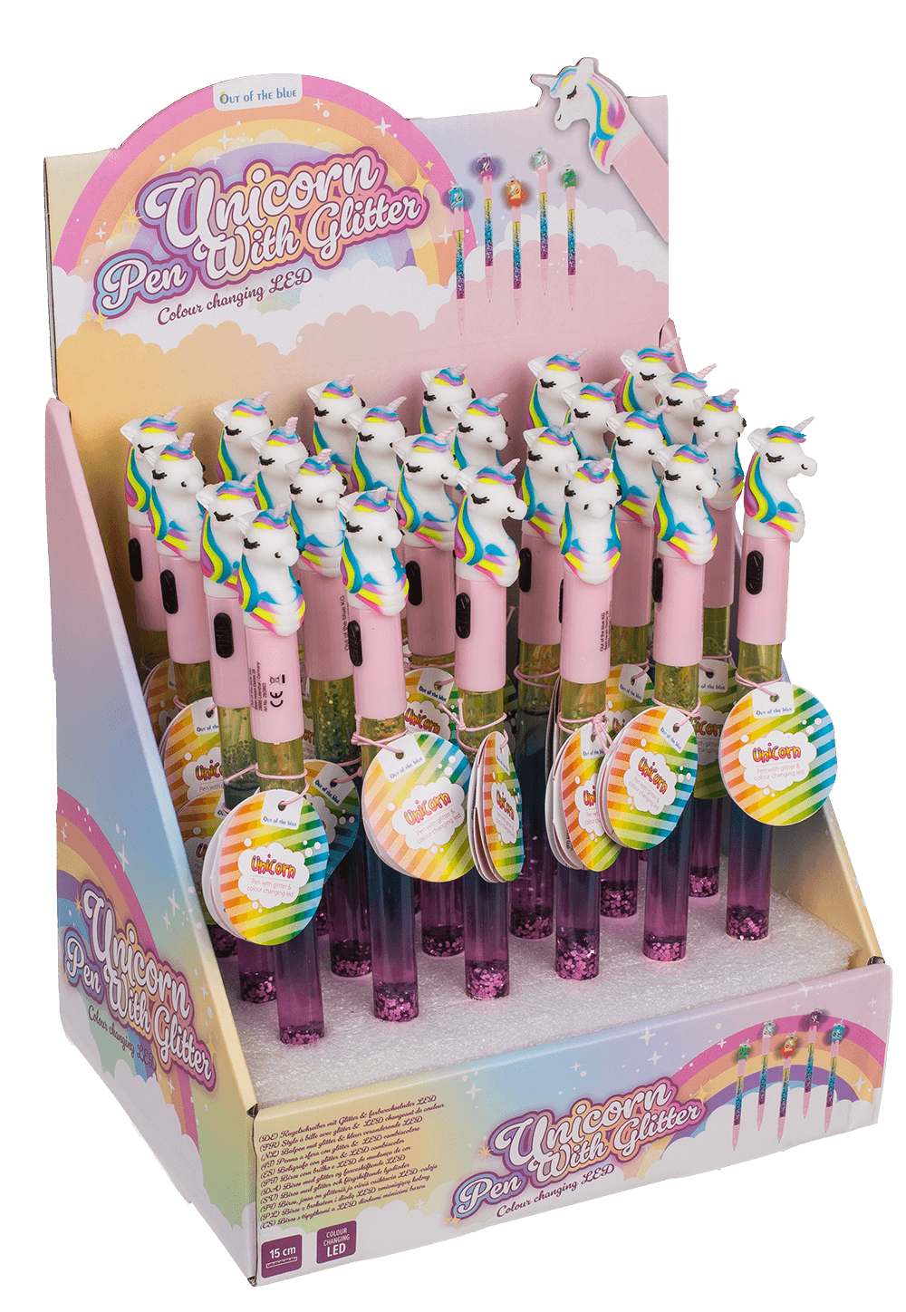 Pen with glitter & colourchanging light,