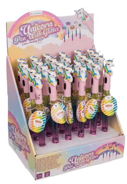 Pen with glitter & colourchanging light,